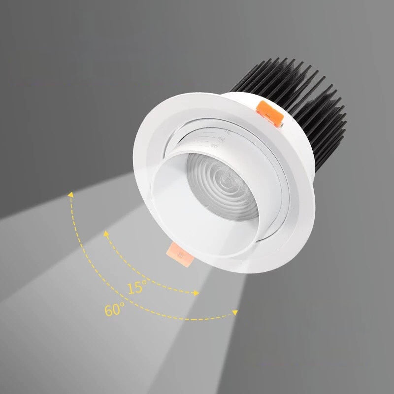 Beam Angle Adjustable 15/45/60 Degrees LED COB Recessed Downlight 7W 12W 15W 20W LED Ceiling Spot Light for Picture Background