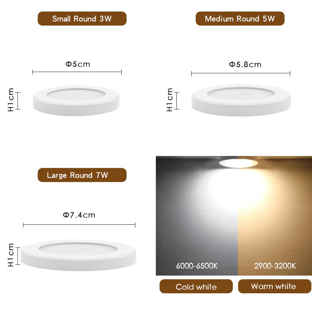 LED Downlight Mini Spot light Wall Surface Mounted Lamp 3W 5W 7W Panel Light Home Decor Cabinet Closet Indoor Lighting 220V 240V