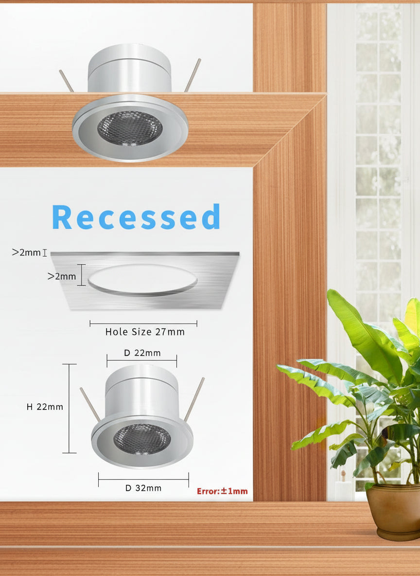 Recessed ceiling light fixture with dimensions