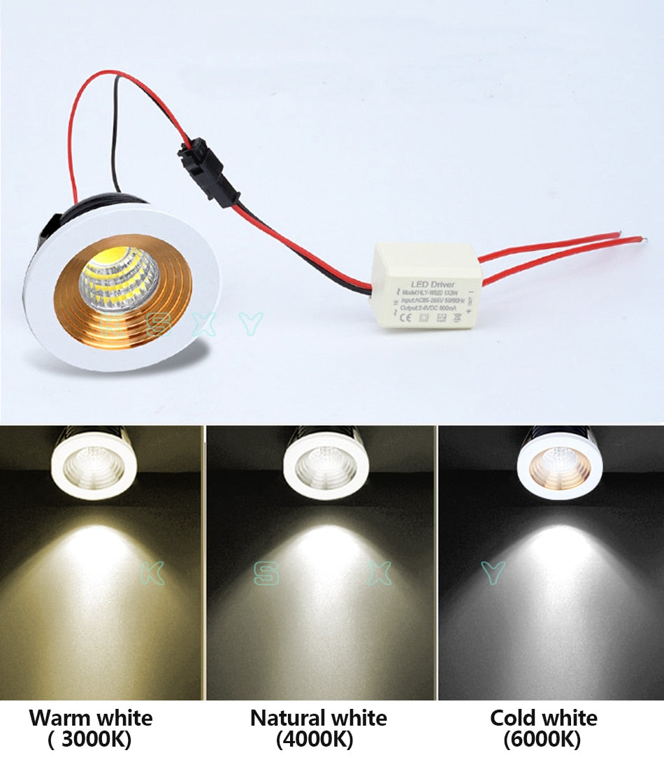 Spot LED Mini Cabinet Lights 110V 220V Downlight 35mm Cut Hole Ceiling Recessed Lamp For Jewelry Cabinet Display