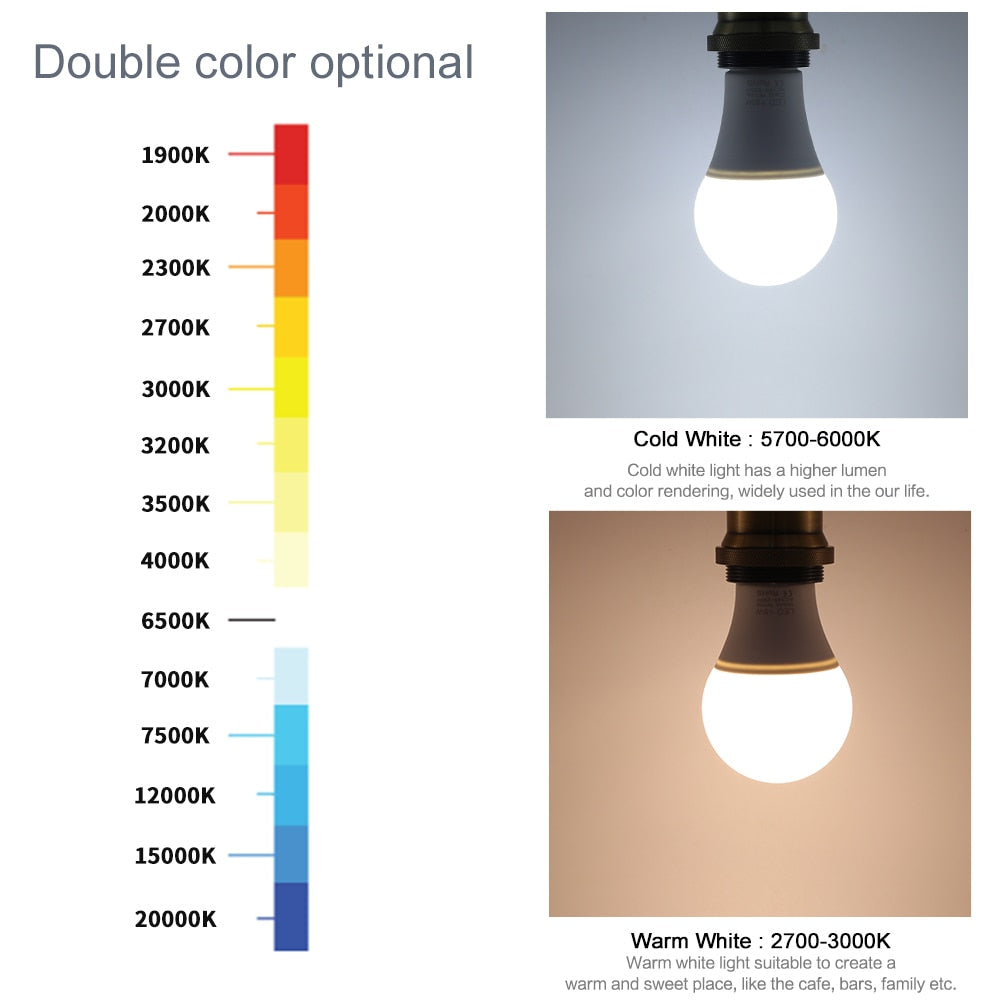 LED Light Bulb 18W 15W 12W 9W 6W 3W 240V 220V 6pcs/Lot E27 Lampara LED Lamp Indoor Lighting For Home Chandeliers Spotlight