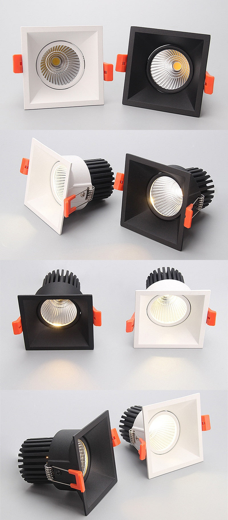 Super Bright Recessed square LED Dimmable Downlight COB 7W 10W 15W 18W LED Spot light LED decoration Ceiling Lamp AC85-265V