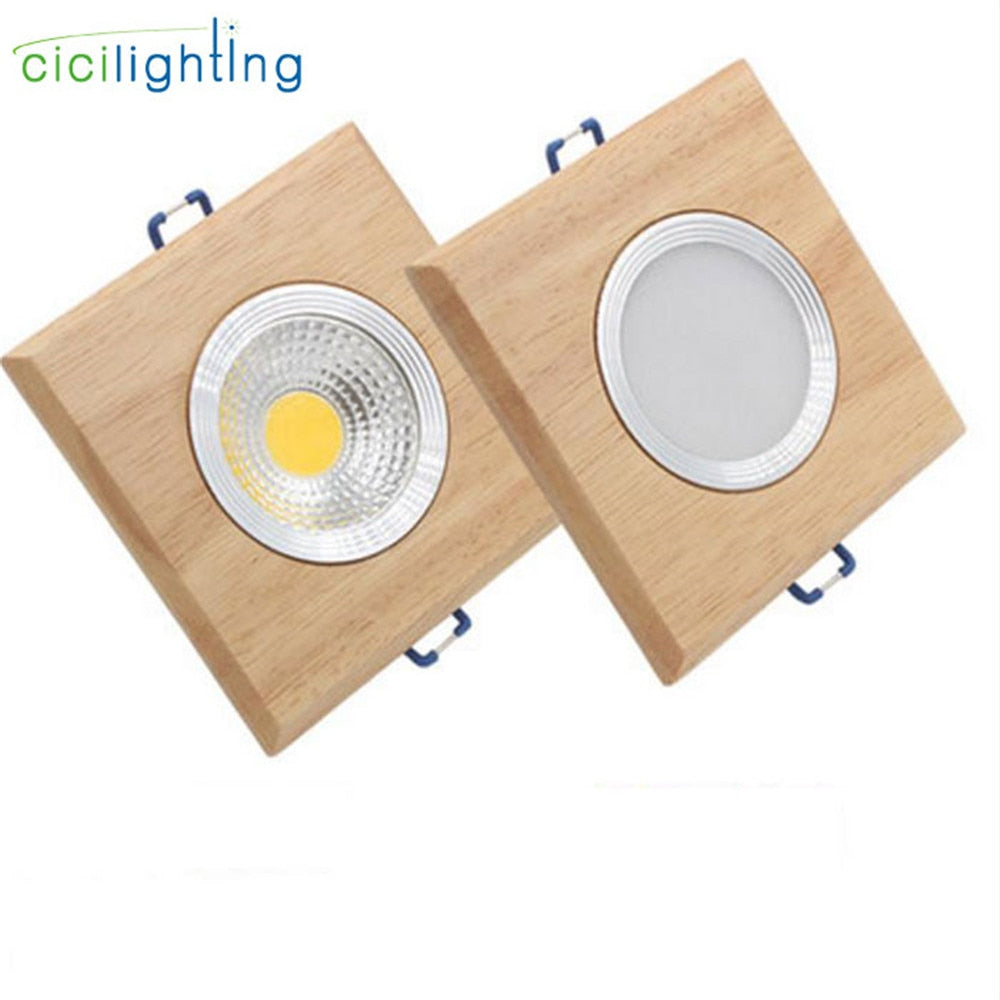 Square Solid Wood led Downlight, Modern 3W 5W led Recessed Ceiling Spotlights Industrial Office Ceilling Lamp Home Cabinet Light