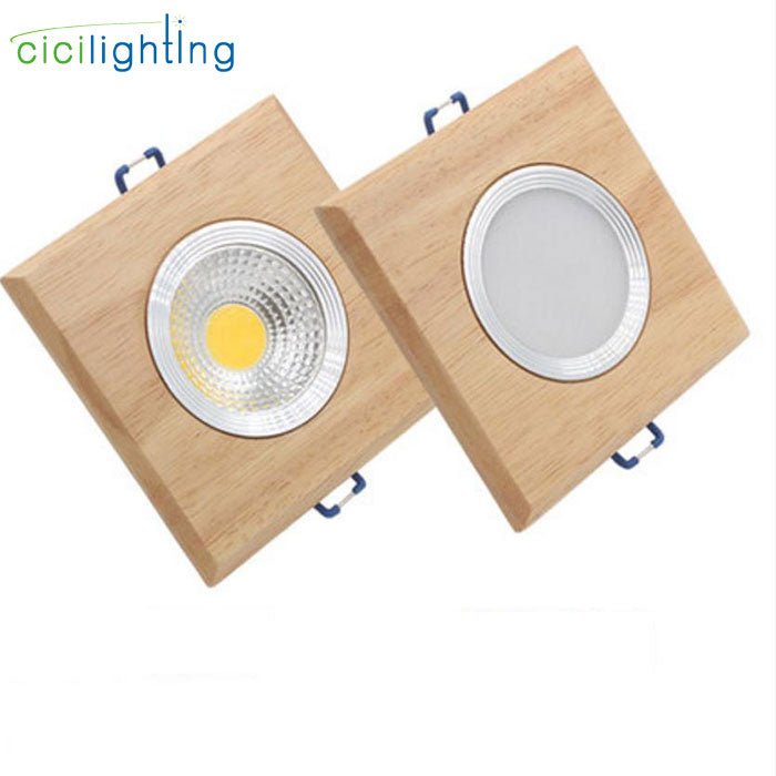 Square Solid Wood led Downlight, Modern 3W 5W led Recessed Ceiling Spotlights Industrial Office Ceilling Lamp Home Cabinet Light