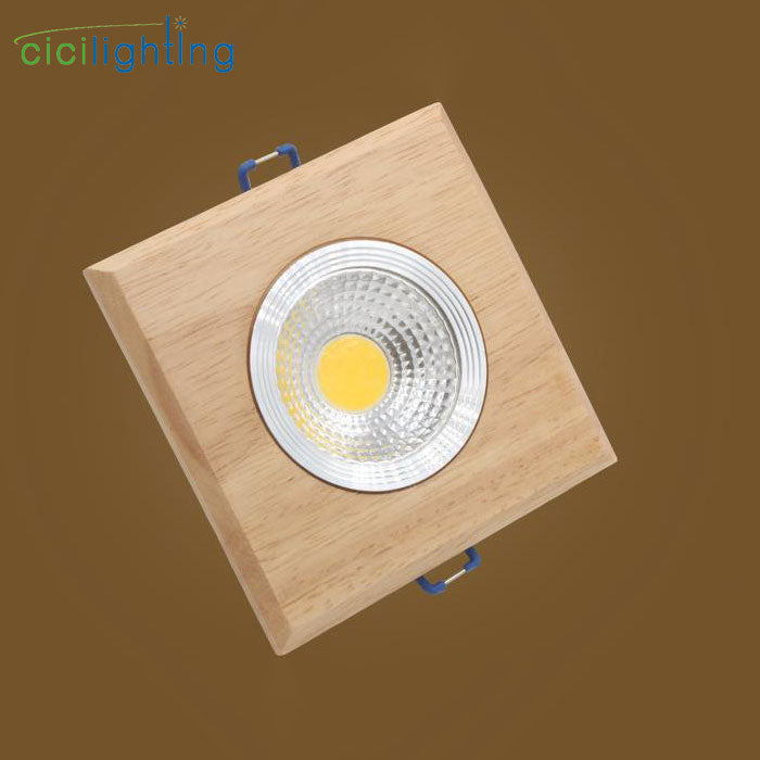 Square Solid Wood led Downlight, Modern 3W 5W led Recessed Ceiling Spotlights Industrial Office Ceilling Lamp Home Cabinet Light