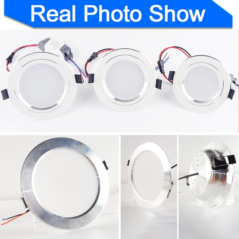 LED Downlight 110V 220V 3W-18W AC85~240V Silver White Ultra Thin Bright Round LED Ceiling Recessed Spot Down Light