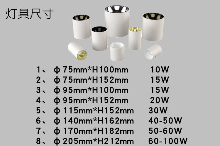 IP65 Waterproof Surface Mounted Downlight Deep Anti-glare Outdoor Lighting Balcony Led Ceiling Spotlight 10W 30W 50W 80W 100W