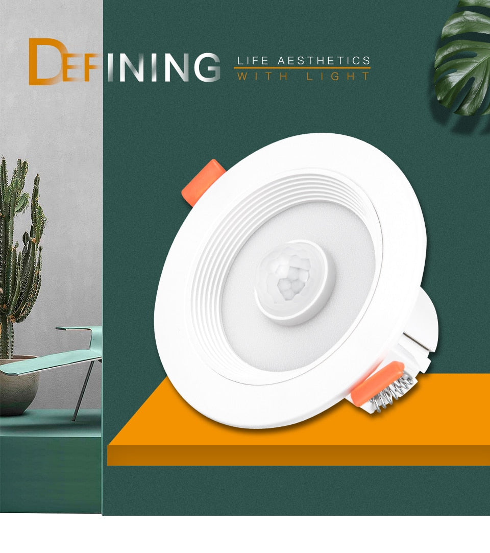 Recessed LED Downlights With PIR Motion Sensor 5W 10W 15W 20W 85-265V Smart LED Diode Downlight Lamp For Corridor Stairs