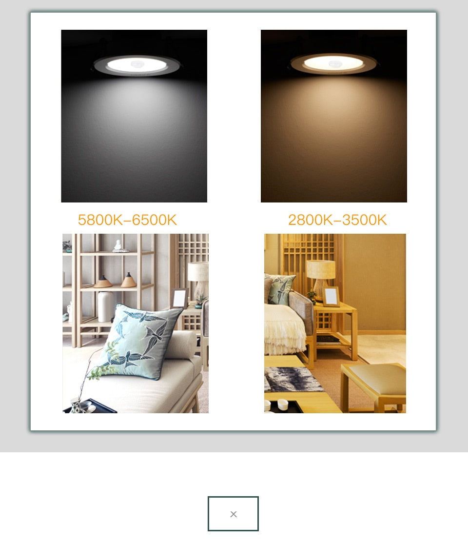 Recessed LED Downlights With PIR Motion Sensor 5W 10W 15W 20W 85-265V Smart LED Diode Downlight Lamp For Corridor Stairs