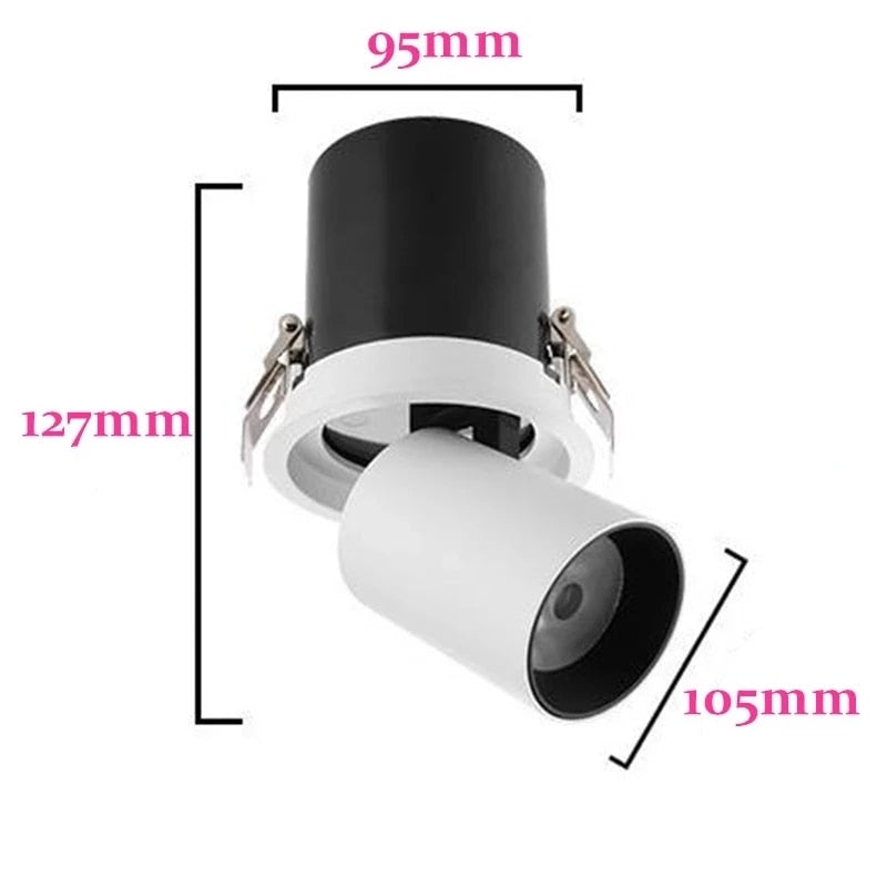 Stretch Dimmable COB Ceiling Downlight 12W 15W Embedded 360 Degree Rotation LED Spot Lighting AC85V-265V