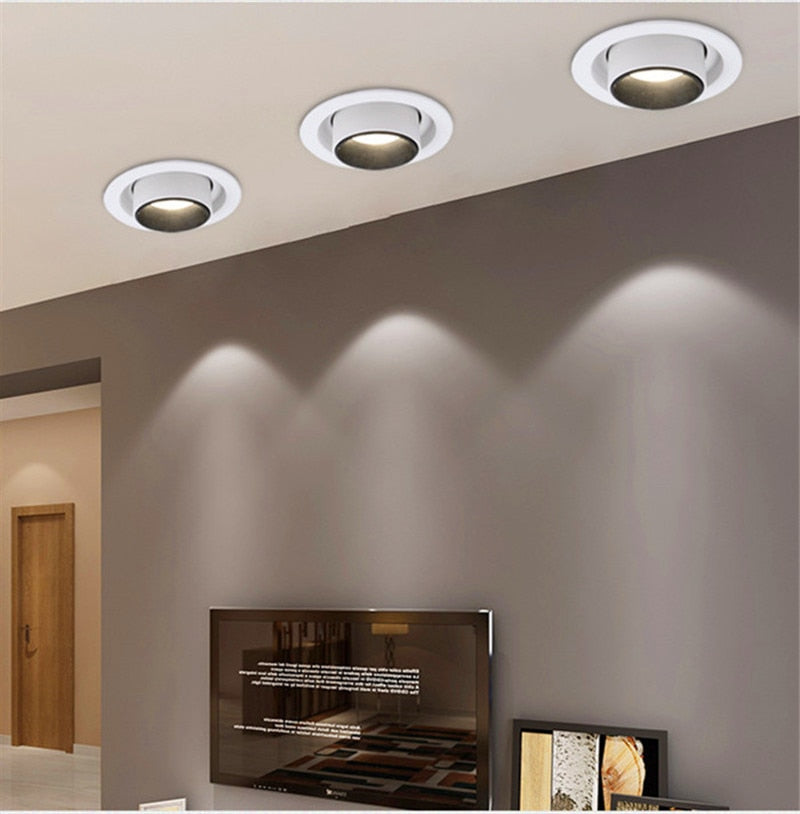 Stretch Dimmable COB Ceiling Downlight 12W 15W Embedded 360 Degree Rotation LED Spot Lighting AC85V-265V