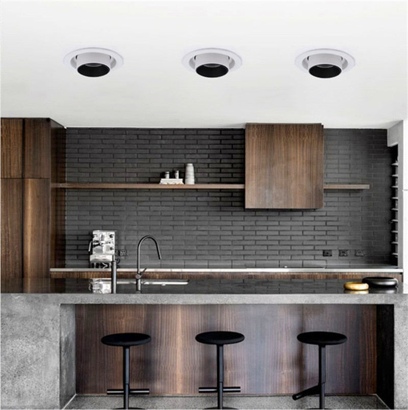 Stretch Dimmable COB Ceiling Downlight 12W 15W Embedded 360 Degree Rotation LED Spot Lighting AC85V-265V