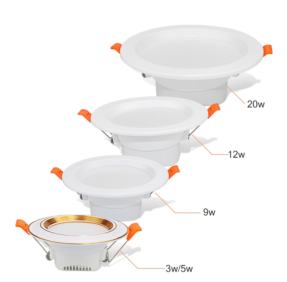 LED Spot Light 220V 3W 5W 9W 12W 20W Led Down Light Recessed Led Ceiling Downlight Warm White/Cold White/3 Color For Living Room