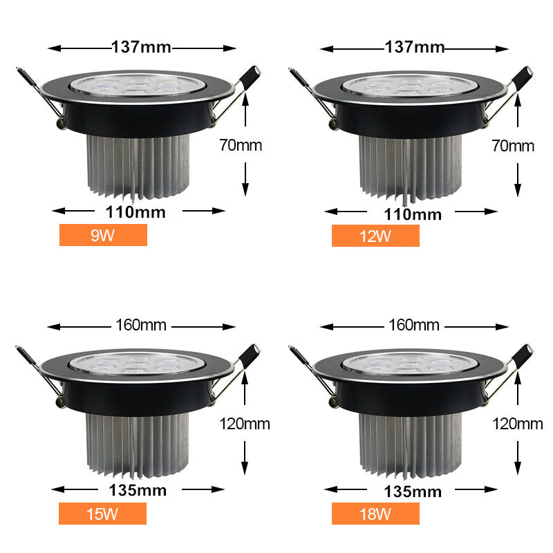 DBF Black Body Dimmable 3W 4W 5W 7W 9W 12W Angle Adjustable LED Recessed Downlight AC110V/220V LED Ceiling Spot Lamp Home Decor