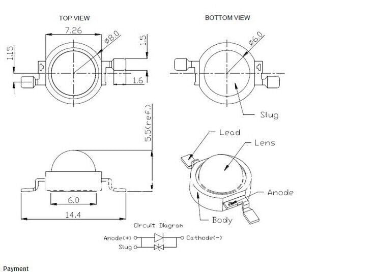 SMD High Power Lamp beads chip red blue green white LED Bulb for 25PCS LED 1W 3W 5W 3V 3W-18W Spotlight light Downlight