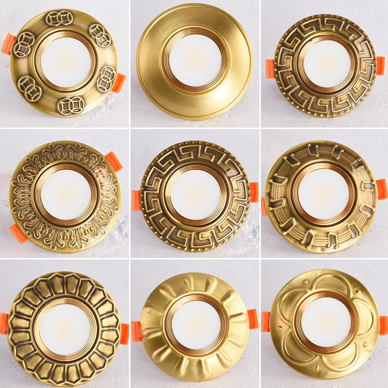 European Luxury 5W Copper COB led Downlight Smallpox Embedded Vintage Pure Copper LED Spotlight for Livingroom Hotel Corridor