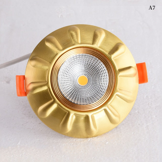 European Luxury 5W Copper COB led Downlight Smallpox Embedded Vintage Pure Copper LED Spotlight for Livingroom Hotel Corridor