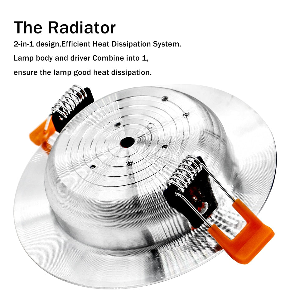 DBF Ultra Bright Silver Round LED Downlight 3W 5W 7W 9W 12W Aluminum Driverless SMD 2835 LED Ceiling Recessed Spot Light AC220V