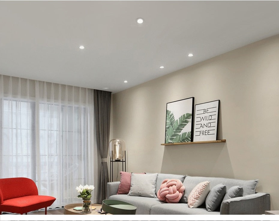 DBF Ultra Bright Silver Round LED Downlight 3W 5W 7W 9W 12W Aluminum Driverless SMD 2835 LED Ceiling Recessed Spot Light AC220V