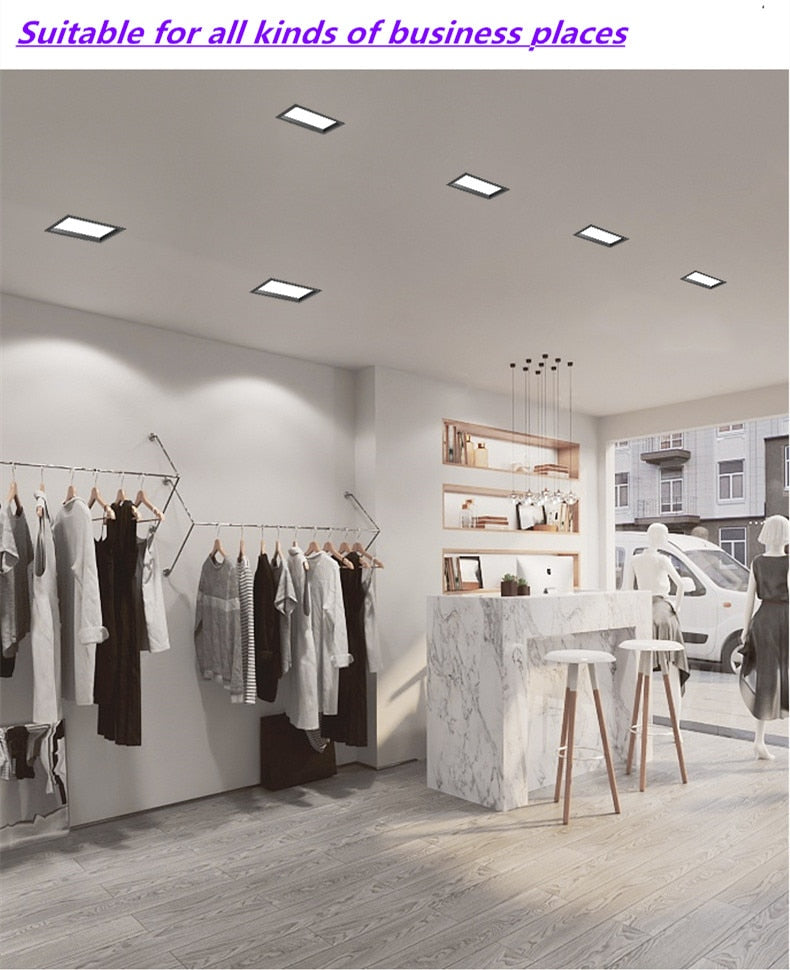 Square Downlight Embedded LED Ultra-thin Hole Light Ceiling Grille Bold Light 12W 15W 18W 24W