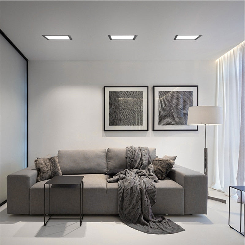 Square Downlight Embedded LED Ultra-thin Hole Light Ceiling Grille Bold Light 12W 15W 18W 24W
