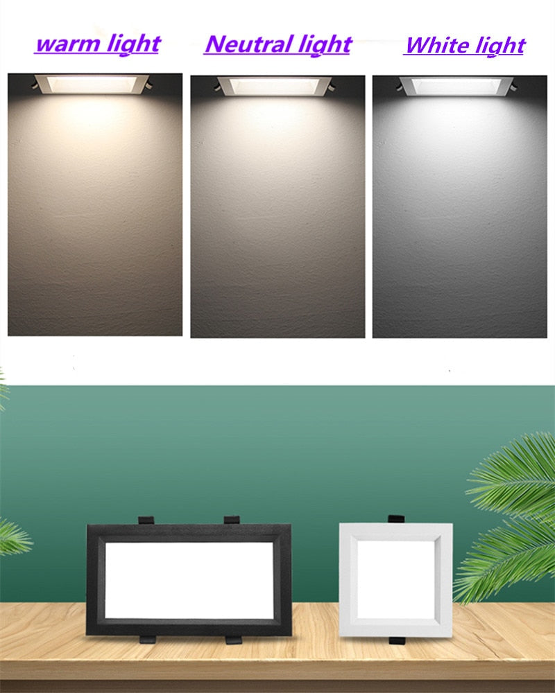 Square Downlight Embedded LED Ultra-thin Hole Light Ceiling Grille Bold Light 12W 15W 18W 24W