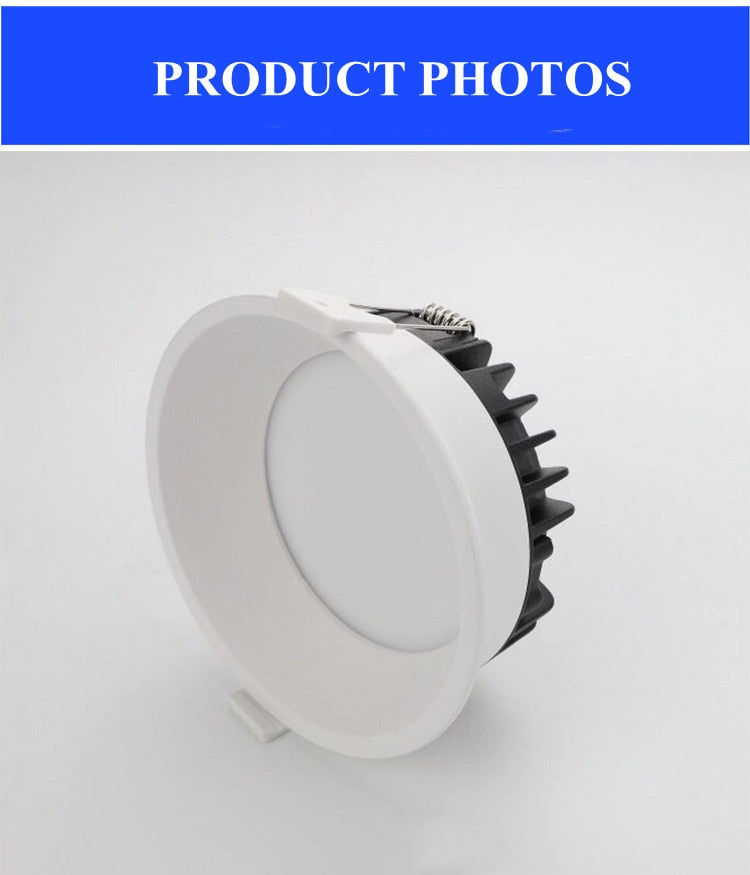 Frameless 3 Light Temperature Anti Glare Recessed Downlight 7W 10W 12W 15W 24W Round LED Ceiling Spot Light Pic Background