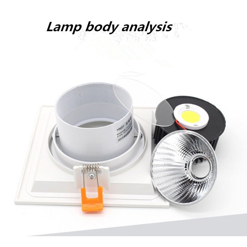 Black white Super Bright Recessed square LED Dimmable Downlight COB 10w 20W LED Spot light LED decoration Ceiling Lamp