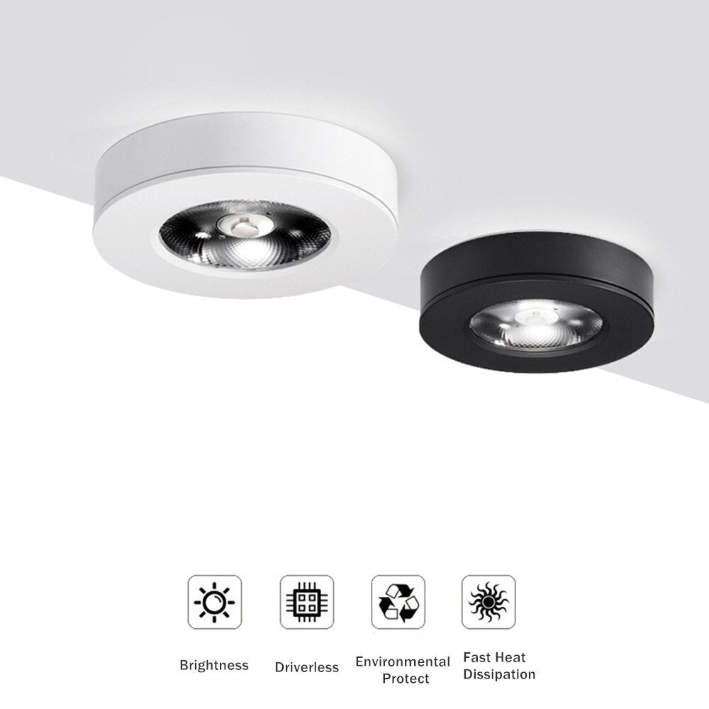 New Ultra Thin Cabinet Light Surface Mounted Led Downlight Indoor Home Ceiling Led Lamp 3W 5W 7W 10W AC220V Living Room Lighting