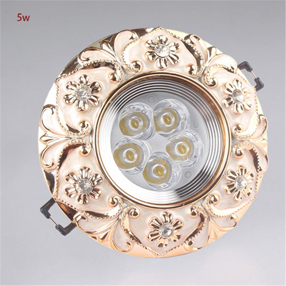 European Style Resin Lace Diamond Led Cob Ceiling Lamp 5W 7W 110V 220V For Hallway Living Room Interior Loft Recessed Spotlight
