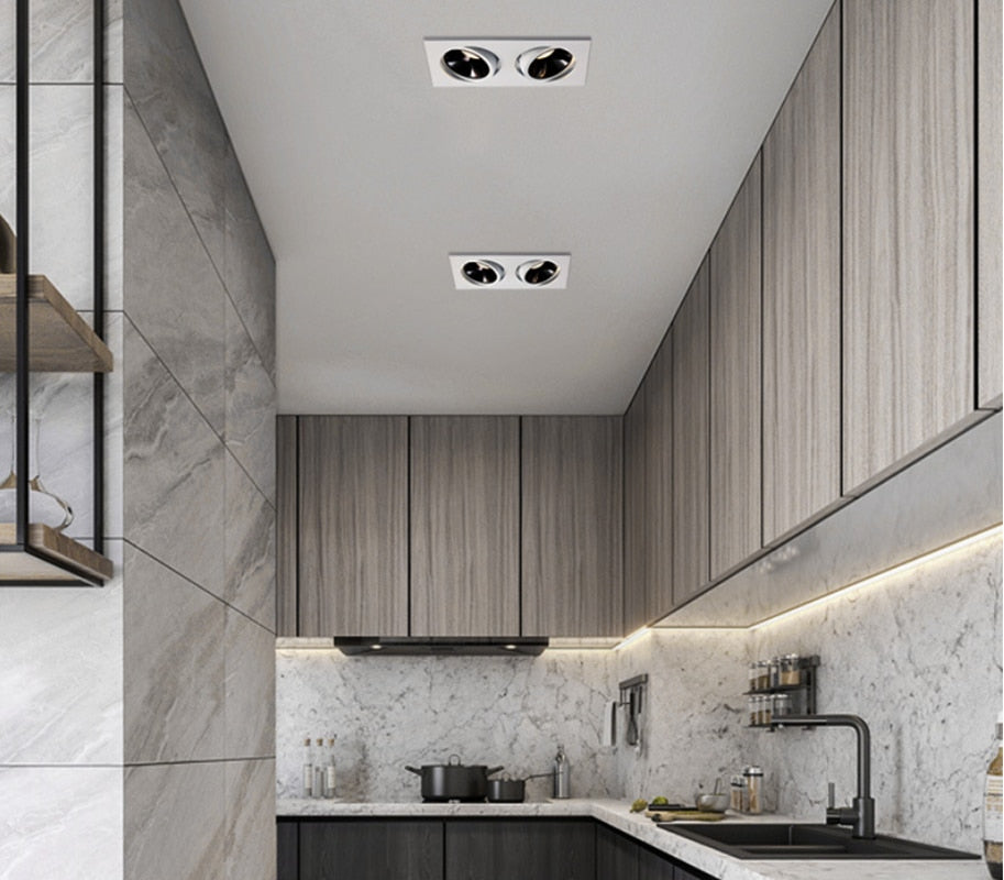 Square Dimmable Recessed COB LED Downlights 7W 10W 2X7W 2X10W LED Ceiling Lamps AC85-265V LED Ceiling Spot Lights Indoor Lighting