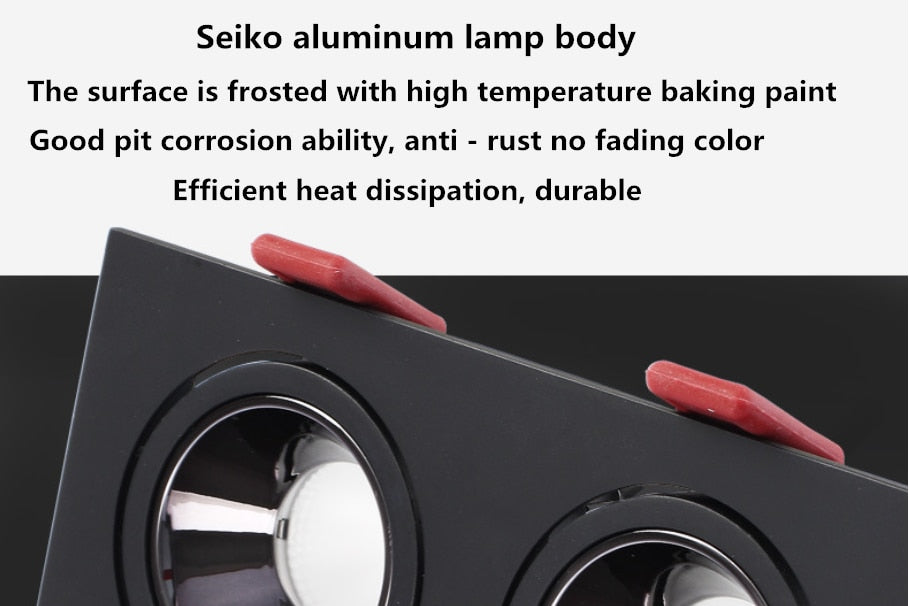 Square Dimmable Recessed COB LED Downlights 7W 10W 2X7W 2X10W LED Ceiling Lamps AC85-265V LED Ceiling Spot Lights Indoor Lighting