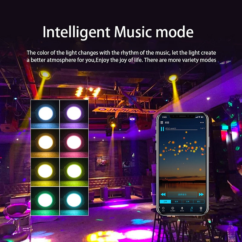 Smart LED Downlight Dimming Round Spot Light 5W 9W RGB Color Changing Warm Cold light Bluetooth APP Control Smart Light