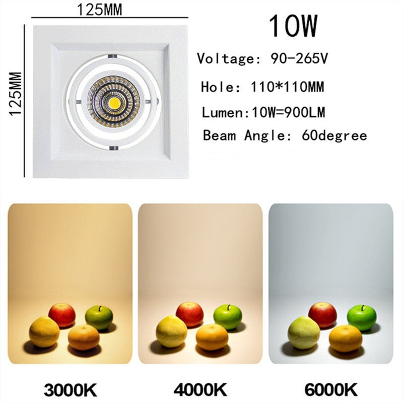 Dimmable LED downlight COB spotlight 10W 20W 30W Ceiling inlaid light Interior lighting AC110V-220V living room bedroom