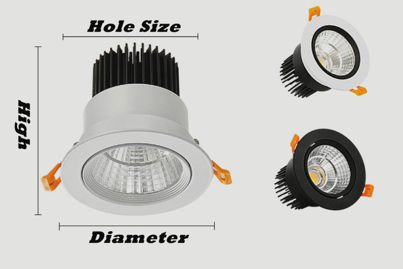 Dimmable Recessed LED Downlights 7W/9W/12W COB LED Ceiling Spot Lights 85-265V LED Ceiling Lamps Warm Cold White Indoor Lighting