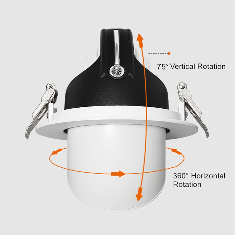 DBF Angle Adjustable LED Downlights 7W 10W 12W 15W 20W Dimmable Ceiling Spot Lights AC85-265V for Living room TV Background