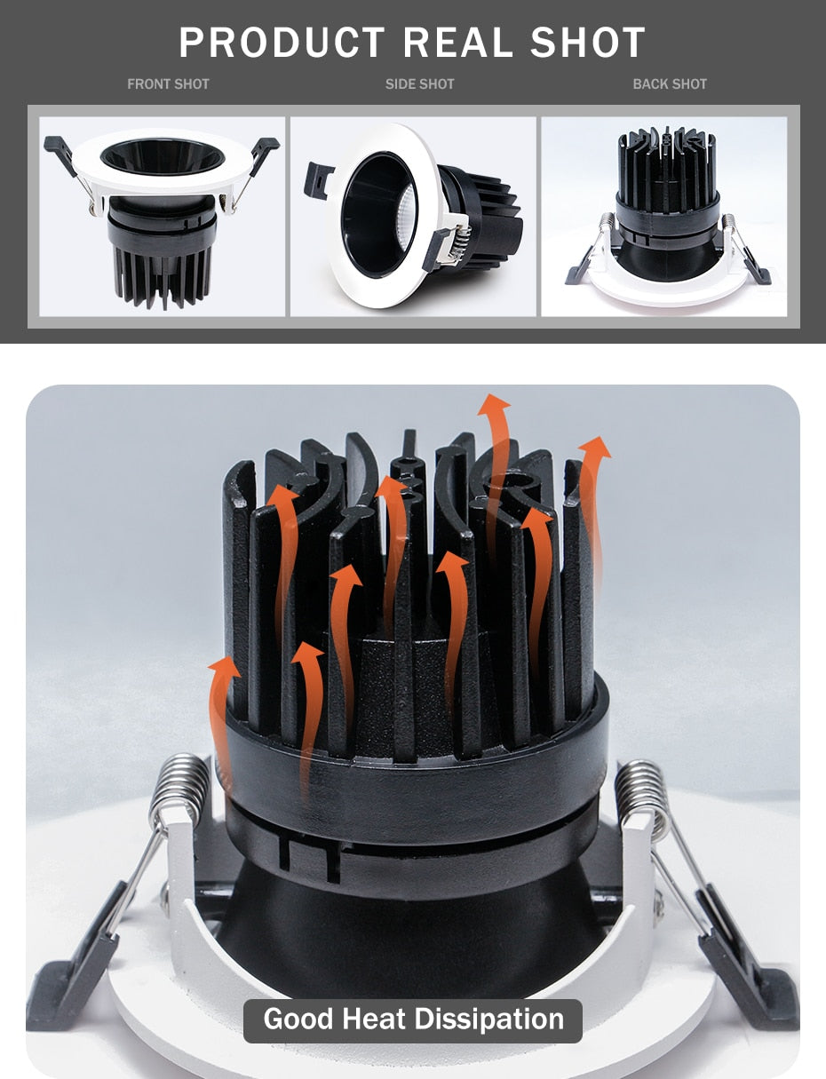 Recessed In Downlight Anti-glare Led Ceiling Lamp Aluminum Spot Led Light 7W 10W Dimmable For Hotel Living Room Bedroom Corridor