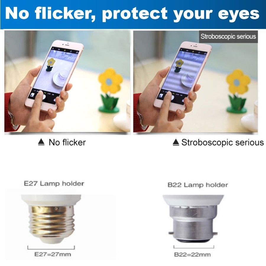 LED Lamp E27 B22 5pcs/lot Lampada Lampe Bedroom/Store Downlight Reading Replacement 3W 6W 9W 12W 15W 18W 110V 220V Cold White