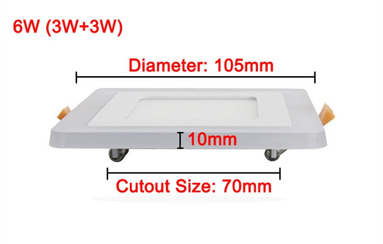 New Design LED Panel Downlight 6W 9W 16W 3 Model LED Panel Light AC85-265V Recessed Ceiling Lamp Aluminum Acrylic Painel Lights