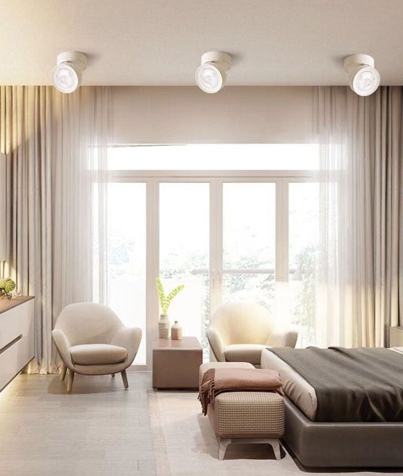 New LED surface mounted downlight, COB spotlight ceiling light 5W 7W 10W 15W foldable 360-degree rotating background wall lighting