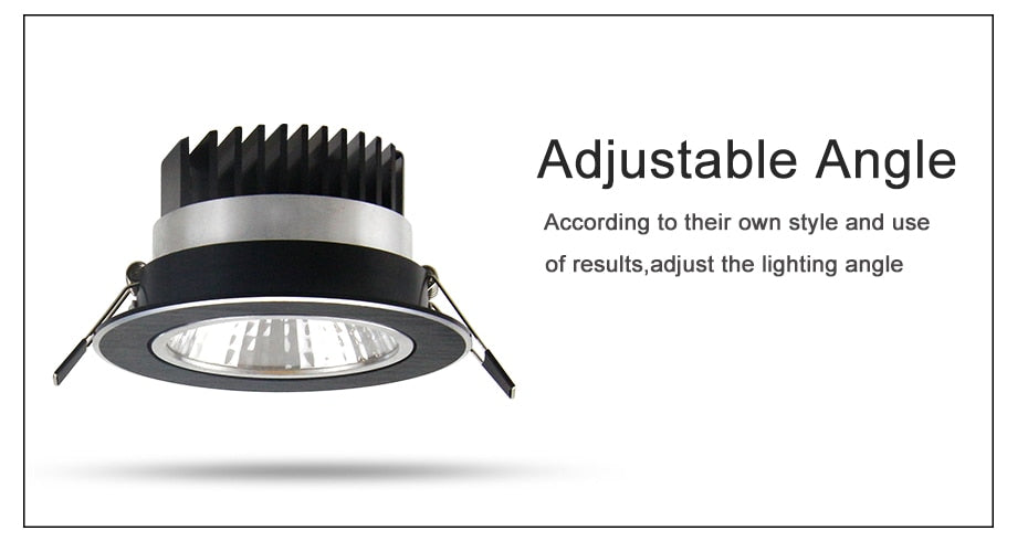 DBF Black Round/Square Recessed LED Dimmable Downlight COB 7W 9W 12W 15W LED Spot Light LED Decoration Ceiling Lamp AC110V/220V
