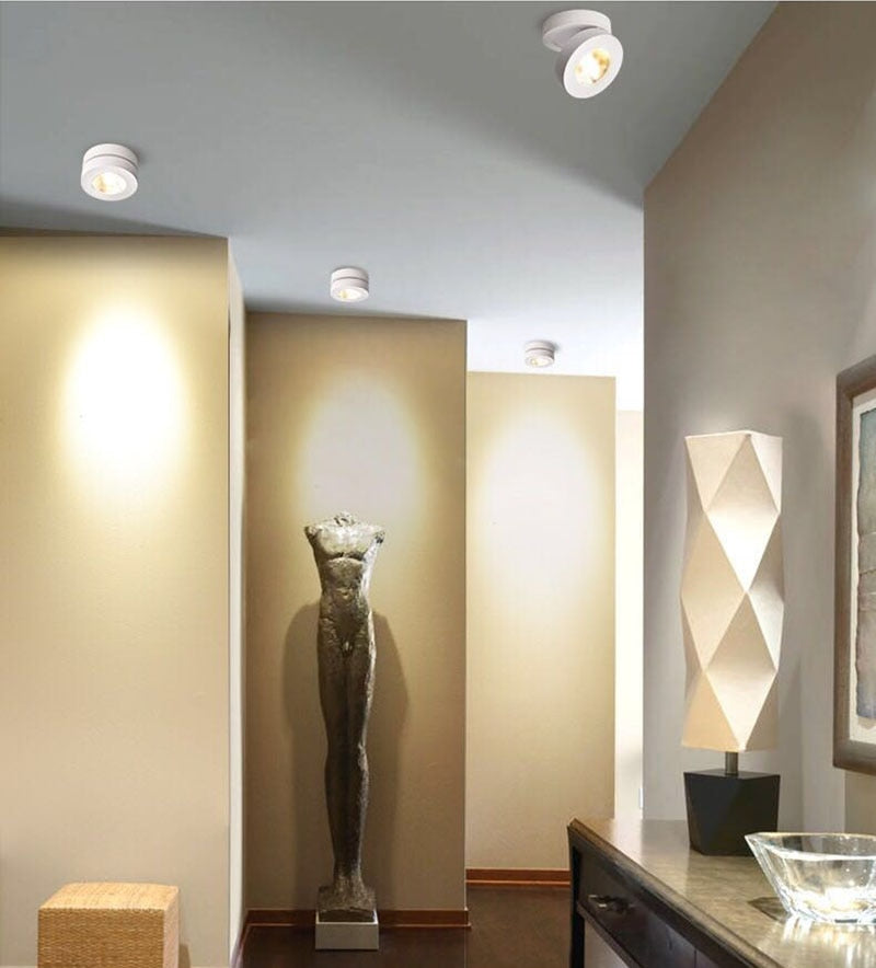 LED ceiling spotlight, track light 3W 5W 7W 10W ultra-thin surface mounted downlight, foldable 360-degree rotating background wall