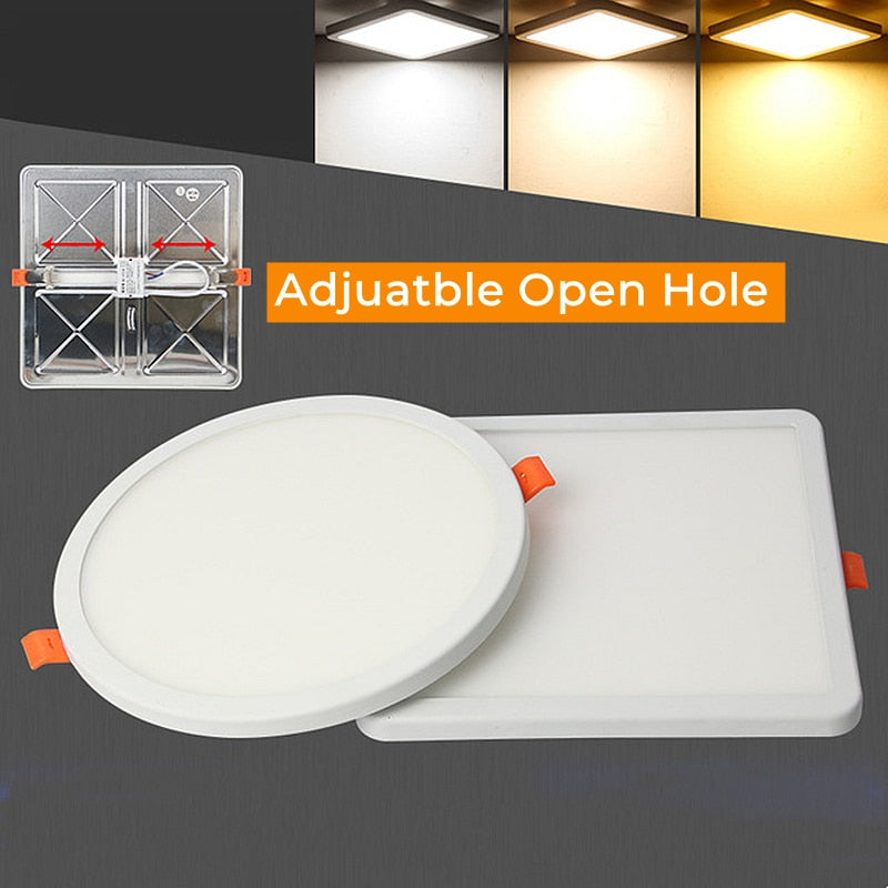 Ultra-thin LED Panel Lamp Recessed Square/Round Ceiling Downlight 6W 8W 15W 20W Living Room Bathroom Indoor Spot Lights AC220V