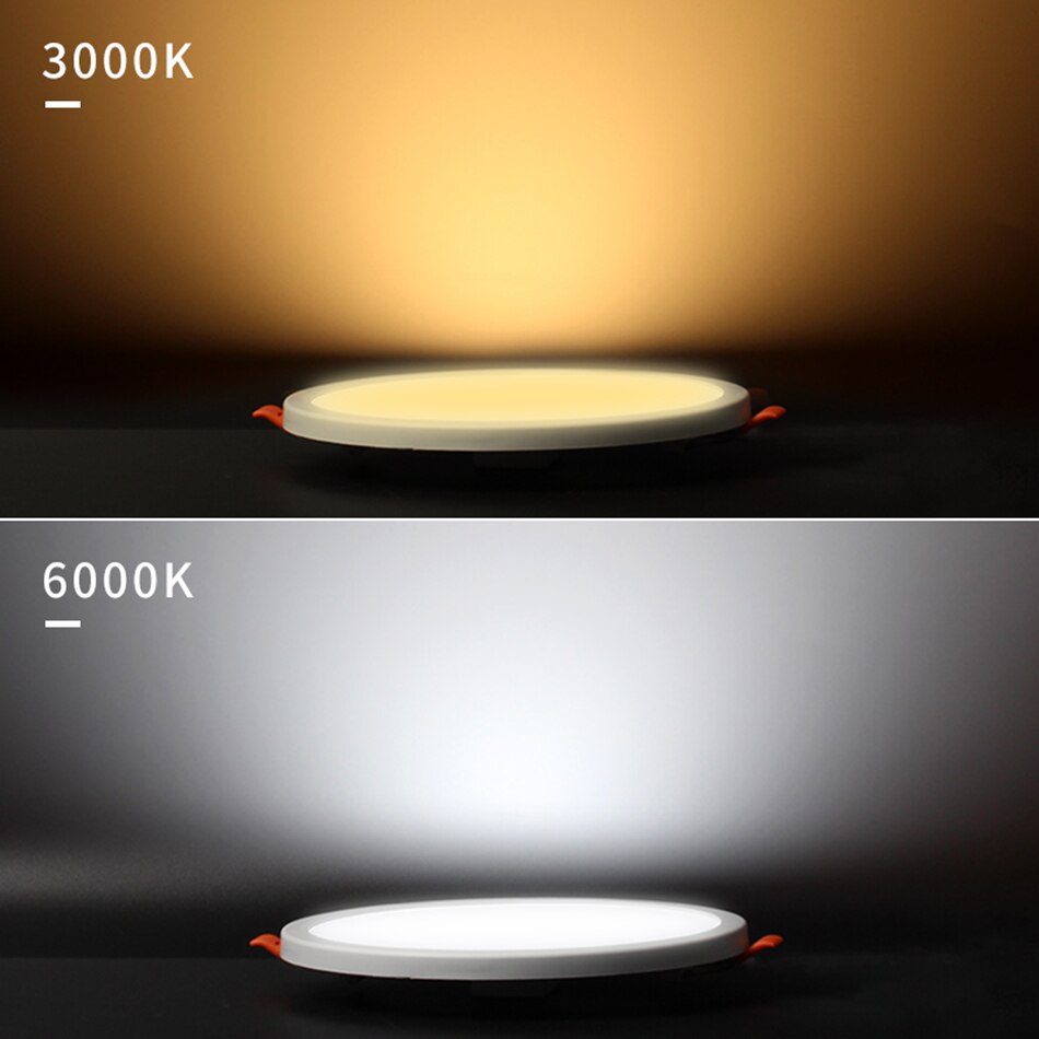 Ultra-thin LED Panel Lamp Recessed Square/Round Ceiling Downlight 6W 8W 15W 20W Living Room Bathroom Indoor Spot Lights AC220V