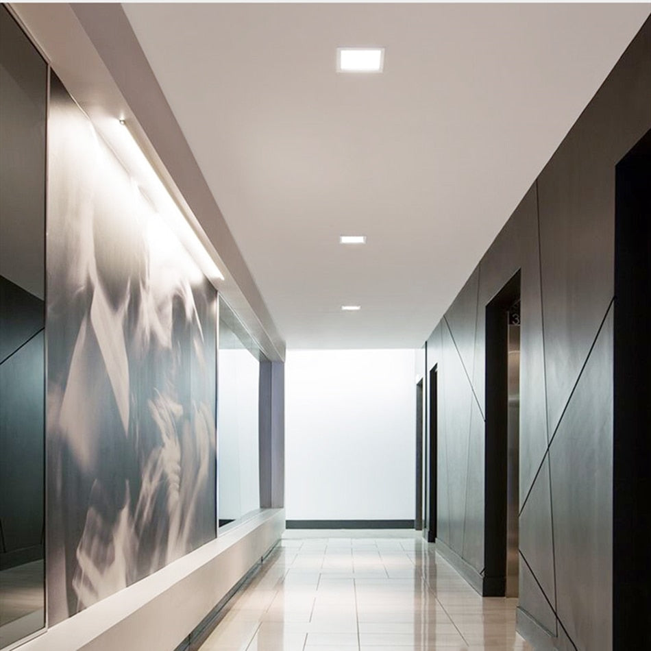 Ultra-thin LED Panel Lamp Recessed Square/Round Ceiling Downlight 6W 8W 15W 20W Living Room Bathroom Indoor Spot Lights AC220V