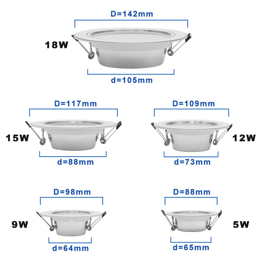 5W 9W 12W 15W 18W White/Warm white LED Spot Lighting Led Bulb For Bedroom Kitchen Dining room LED Downlight Round Recessed