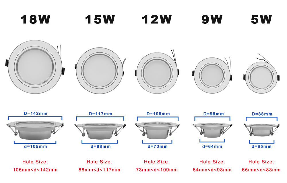 5W 9W 12W 15W 18W White/Warm white LED Spot Lighting Led Bulb For Bedroom Kitchen Dining room LED Downlight Round Recessed