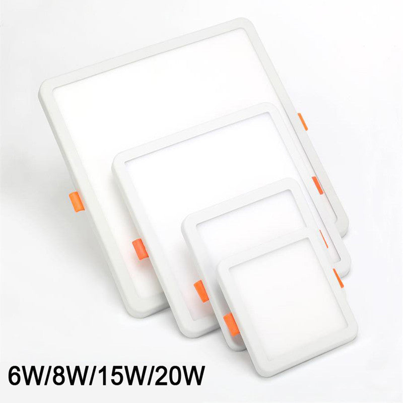 Ultra Thin Downlight 6W 8W 15W 20W Led Ceiling Recessed Led Spotlight Slim Round/Square Panel Light With Free Opening Hole