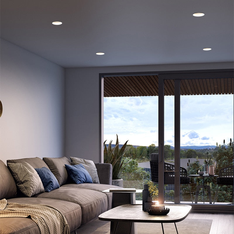 Anti-Glare LED Downlight Narrow Border Dimmable COB LED Ceiling Lamp Living Room Restaurant Background Recessed Spot Light