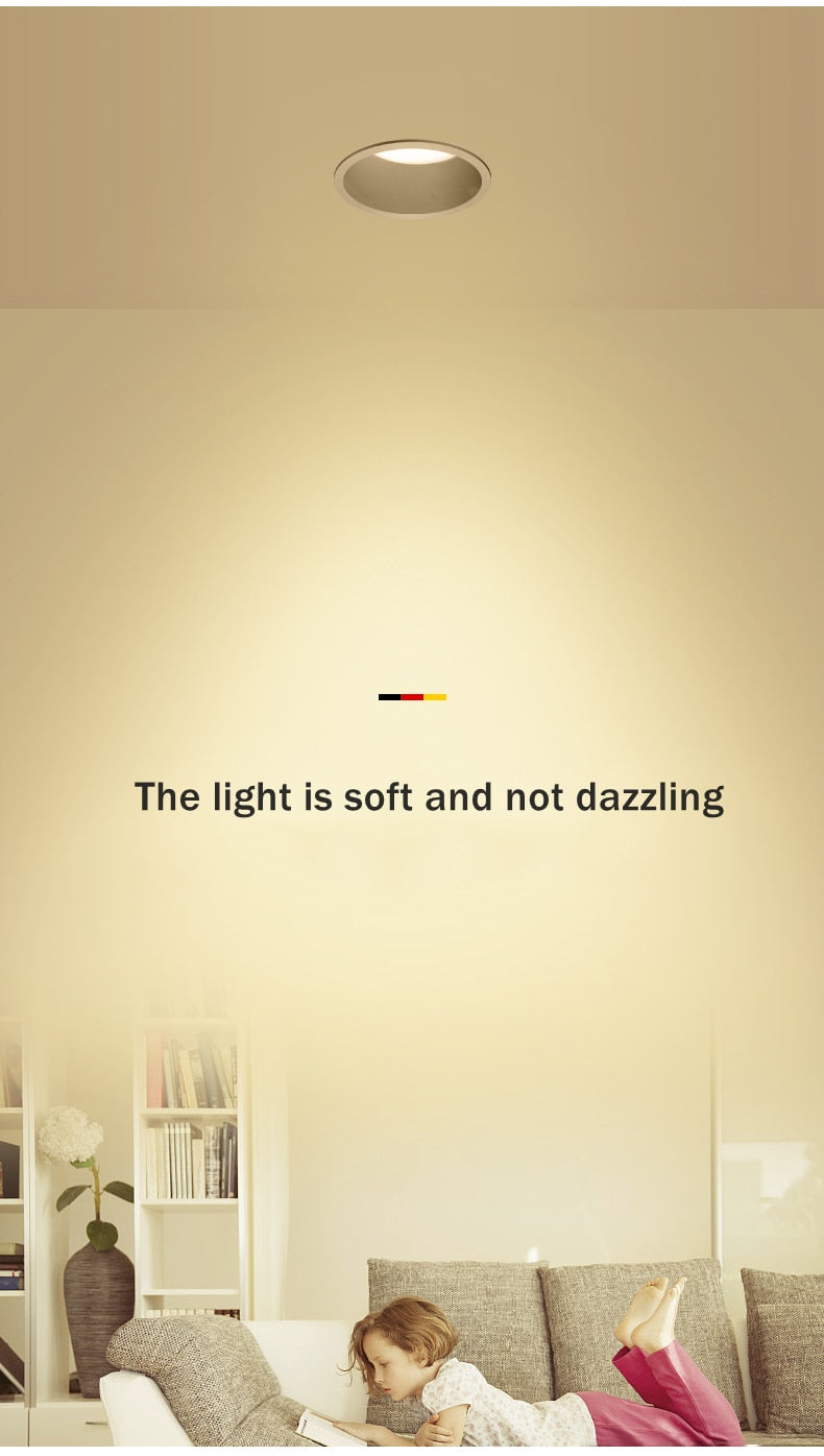 Anti-Glare LED Downlight Narrow Border Dimmable COB LED Ceiling Lamp Living Room Restaurant Background Recessed Spot Light